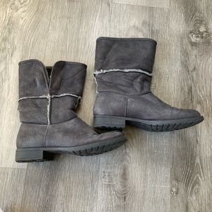 BASS gray faux fur lined booties